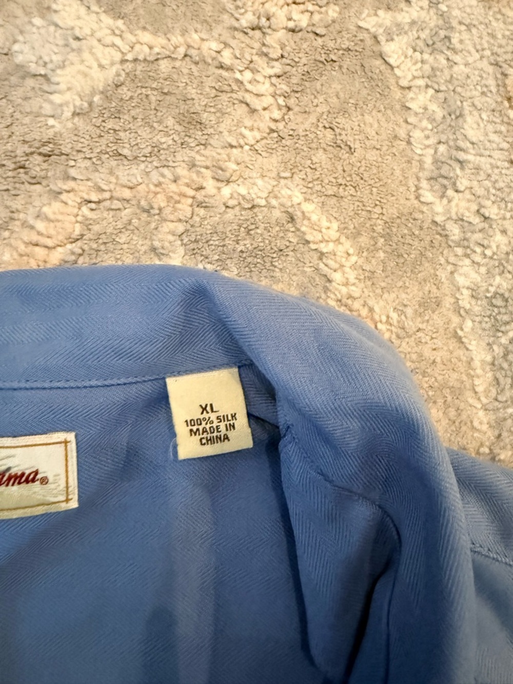 Tommy Bahama Light Blue Herringbone Collared Shirt - Picture 4 of 6